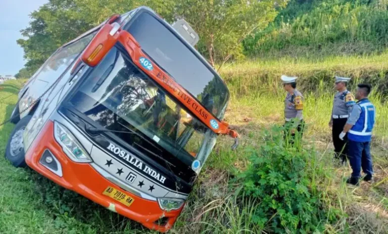 Bus Rosalia Terperosok di Parit Jalan Tol, Akibatkan 7 Tewas