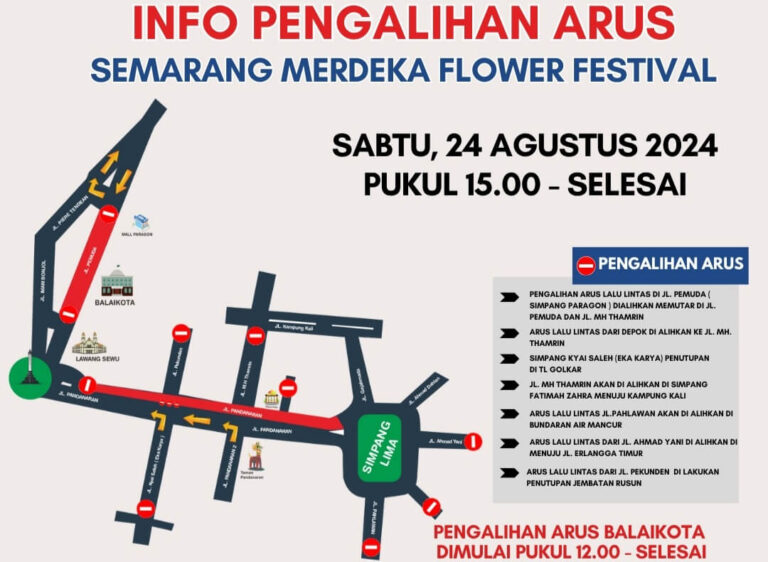 Catat! Ini Rute Pengalihan Arus Lalu Lintas Dalam Rangka Semarang Merdeka Flower Festival 2024