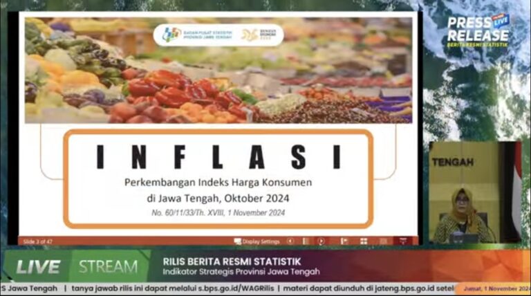 Jateng Alami Inflasi 1,60 Persen di Oktober 2024