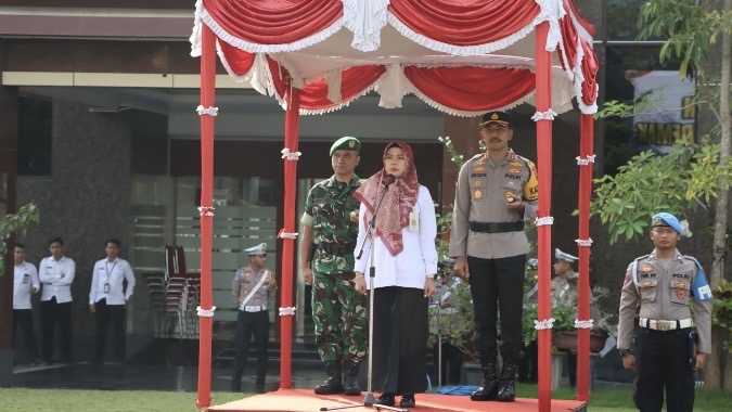 Ratusan Personel Ikuti Apel Gelar Pasukan Operasi Lilin Candi 2024 Polres Demak