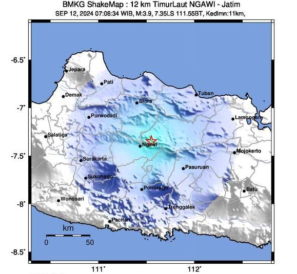 Gempa Bumi Guncang Blora, Magnitudo 3,9
