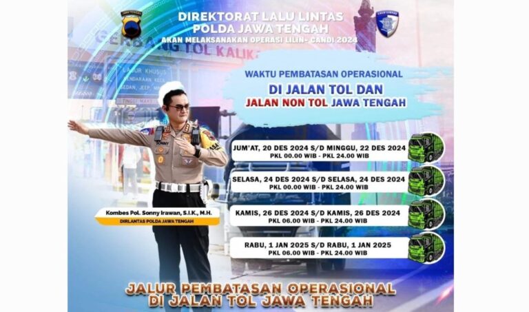 Pembatasan Angkutan Barang Selama Nataru di Jateng