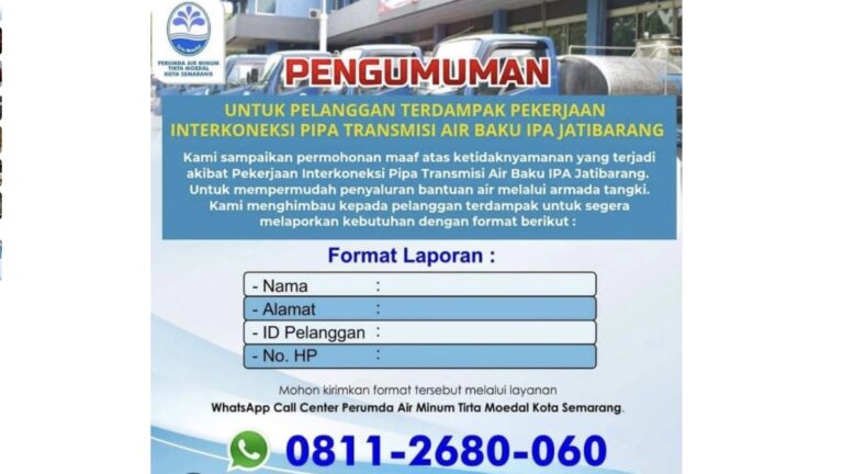 PDAM Tirta Moedal Sediakan Bantuan Air Bersih untuk Pelanggan Terdampak Pengerjaan Pipa IPA Jatibarang