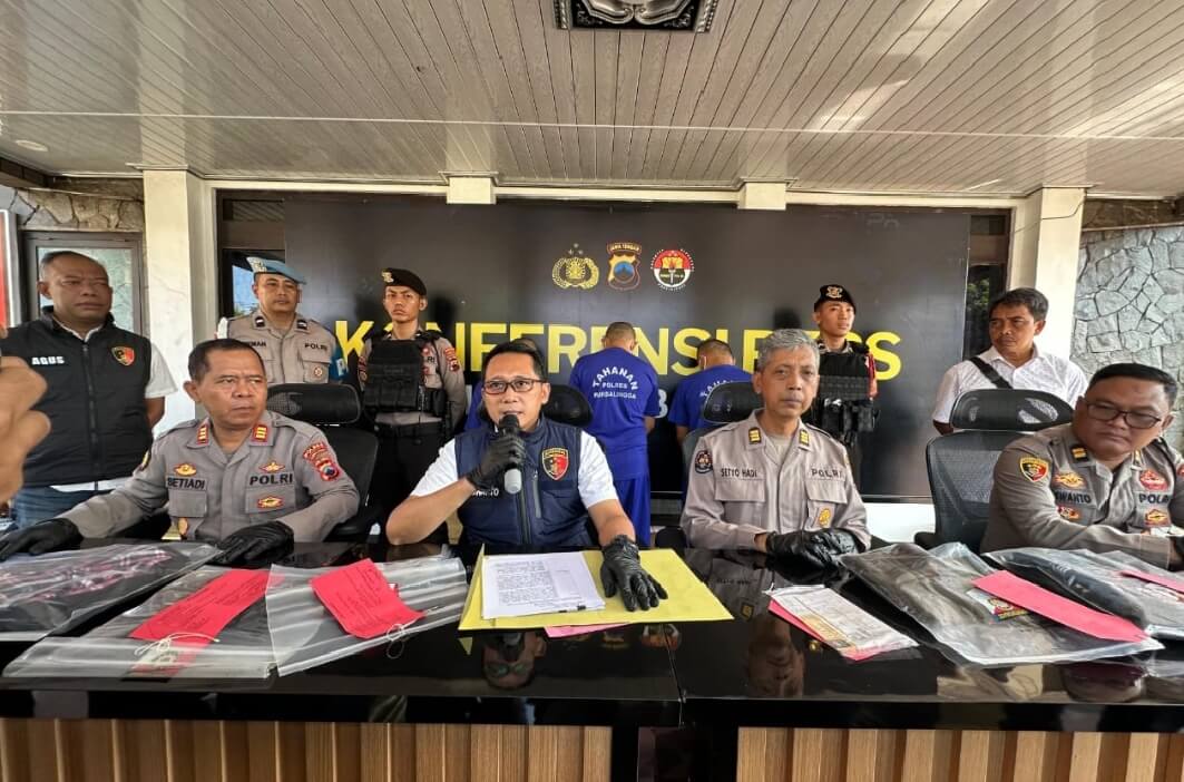 Polres Purbalingga menggelar konferensi pers terkait pencurian dengan pemberatan, Rabu (14/5).(Foto Ist)