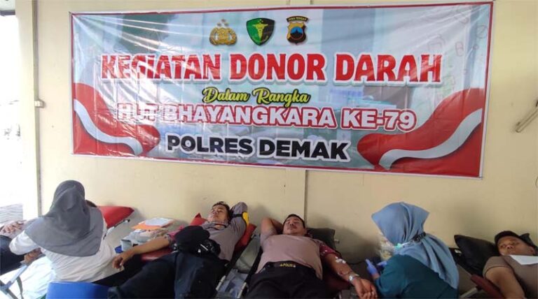 Polres Demak Berhasil Kumpulkan 64 Kantong Darah