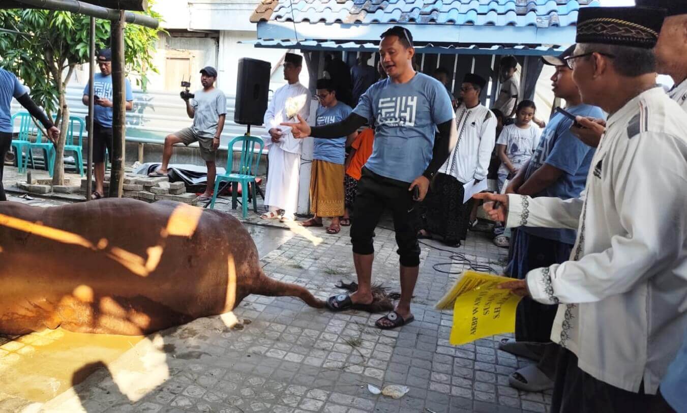 Yayasan Masjid Moetiah melakukan penyembelihan hewan kurban pada Idul Adha 1446 H, Jumat (6/6).(Foto Ist)