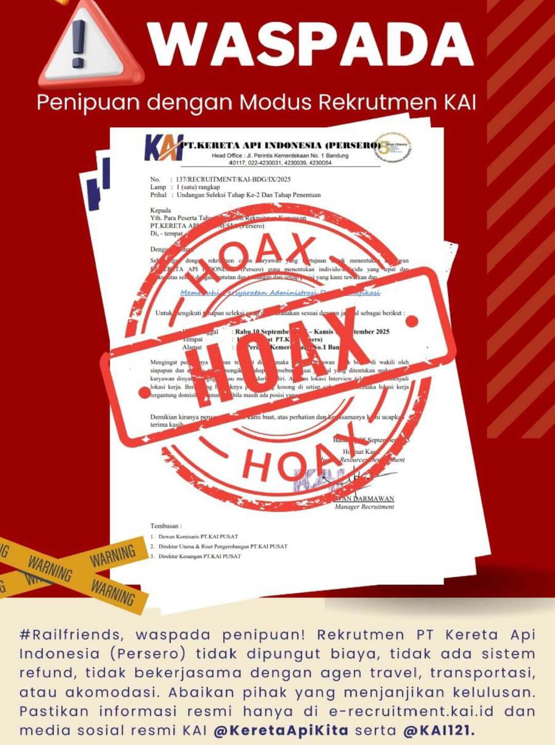 Penipuan rekrutmen pegawai KAI