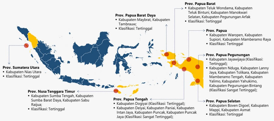 Denah daerah tertinggal dan sangat tertinggal di Indonesia