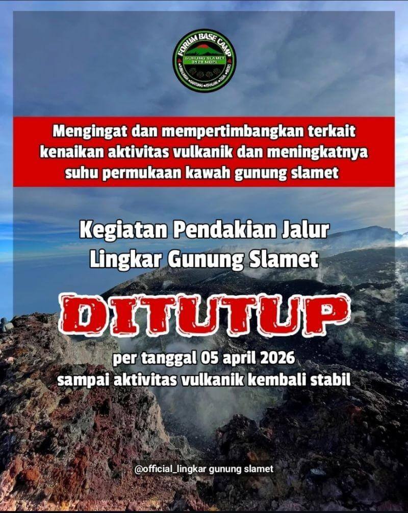 Pengumuman Pendakian Gunung Slamet Ditutup