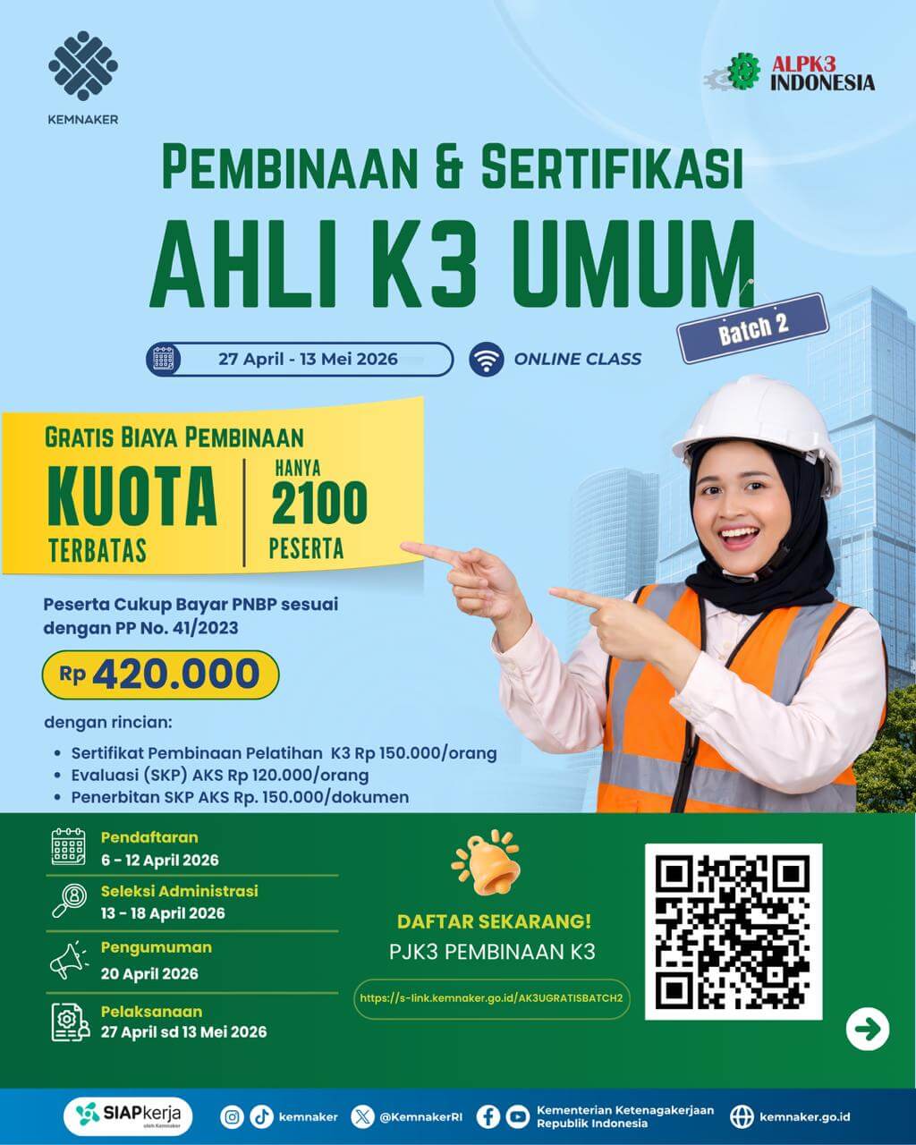 Kemnaker Buka Pembinaan K3 Gratis
