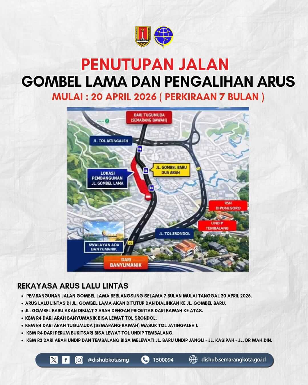 Penutupan jalan Gombel Lama